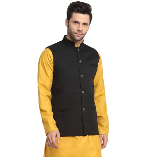 KRAFT INDIA Twill Cotton Black Nehru Jacket Only, Ethnic Traditional Wear