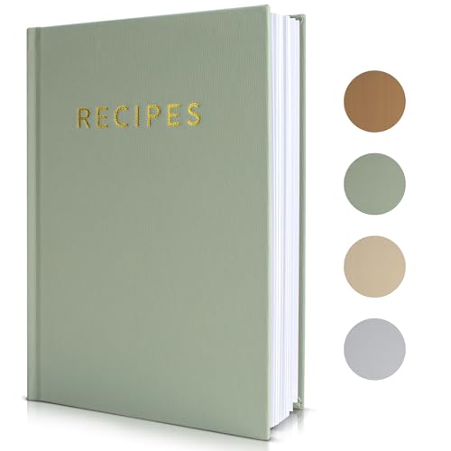ZICOTO Aesthetic Blank Recipe Book with Waterproof Cover - The Perfect Recipe Notebook To Write In Your Own Recipes - Beautiful Blank Cookbook to Organize Your Recipes
