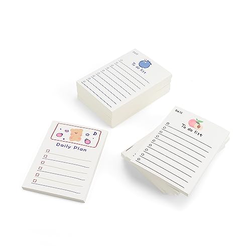 LNSYSNS Notizblock, to do Liste Block mit Linien, Obst-Muster Notizblock, Tierisches Design Notizblock, Notizblock Klein Leicht zu Tragen, Tagesliste Notizblock für Cute School Supplies