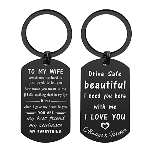 ENGZHI Love My Wife Keychain, Wife Birthday Gift Ideas, Women's Christmas Anniversary Keychain Gifts for Her Valentines
