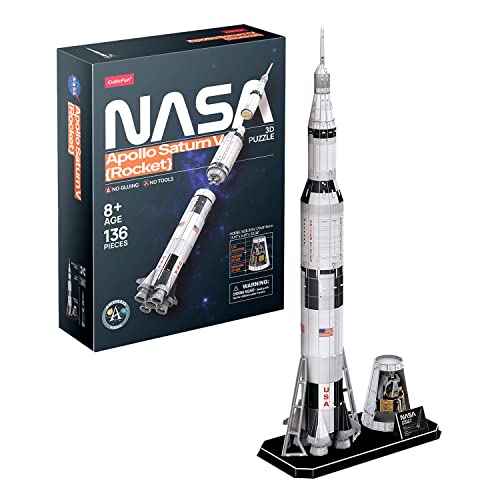 Nasa - Apollo Saturn V 3d Puzzle | 3d Puzzle For Kids And 3d Puzzles Adult 136 Pieces | 3d Puzzles | Model Kits For Adults To Build And Kids | 3-d Puzzles