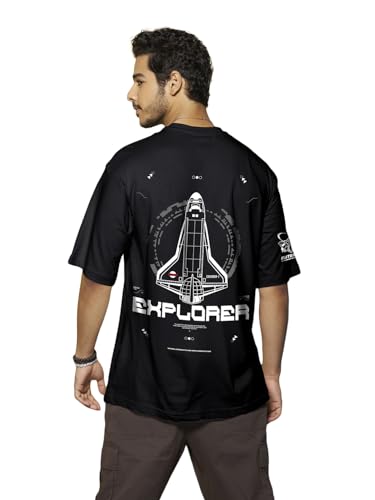 Bewakoof Official NASA Merchandise Men's Graphic Print Oversized Fit Half Sleeve Round Neck Cotton T-Shirt