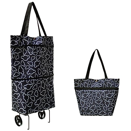 Foldable Shopping Bags with Wheels - Collapsible Shopping Cart, Reusable Grocery Bags