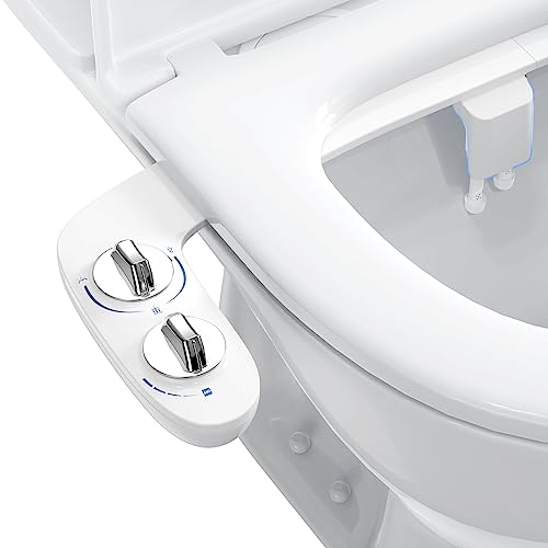 Bidet Attachment for Toilet, Non-Electric Self-Cleaning Dual Nozzle (Feminine/Bidet Wash) Toilet Bidet, Fresh Cold Water Sprayer Bidets for Existing Toilets with Adjustable Pressure Control
