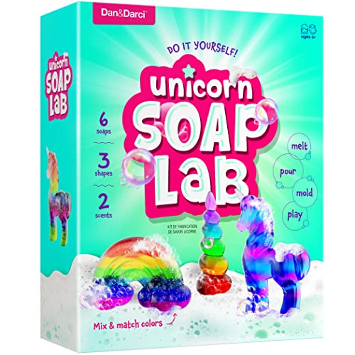 Unicorn Soap Making Kit - Girls Crafts DIY Project Age 6+ Year Old Kids - Unicorn Girl Gifts - Science STEM Activity Teenage Gift - Make Your Own Soap Kits - Craft Toys Ages 6 7 8 9 10 11 12