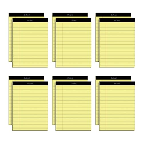 Oxford 8.5 x 11 Legal Pads, 12 Pack, Wide Ruled, Yellow Paper, 50 Sheets Per Writing Pad, Made in the USA (74020)