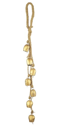 Bellshub Rustic Vintage 7-Bell Cluster Handmade 2" Metal Harmony Bells – 18" Hanging Length | Farmhouse Wall Décor, Wind Chime, Lucky Charm Bells for Home, Porch, Garden & Christmas Decorations
