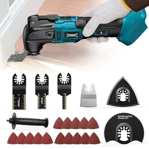 DIYtoolifz Cordless Oscillating Tool for Makita 18V Battery, 6 Variable Speed Brushless-Motor Tool, Oscillating Multi Tool kit for Cutting Wood Drywall Nails Remove Grout & Sanding(Tool Only)