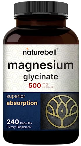 Magnesium Glycinate Capsules 500mg | 240 Count | Supplement for Sleep, Heart & Muscle Support | 100% Chelated & Purified, 3rd Party Tested, Non-GMO & Gluten Free