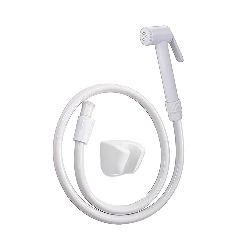 BonKaso Hf Classic Abs Health Polished Faucet with High Pressure 1 Metre PVC Tube and Hook(White)-Jet Spray for Toilet