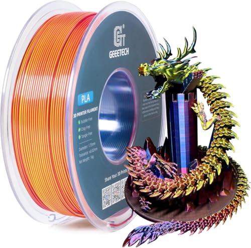 GEEETECH Tricolor Silk PLA Filament 1,75mm, 3D Drucker Filament 1KG/Spule, Silk Rot Gelb Blau