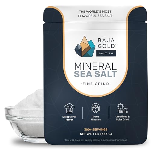Baja Gold Mineral Sea Salt - Pure & Authentic Fine Grind Salt for Cooking & Baking | Natural Baja Salt for Culinary Uses | Great for Finishing Dishes | 1 lb. Resealable Bag, 300+ Servings