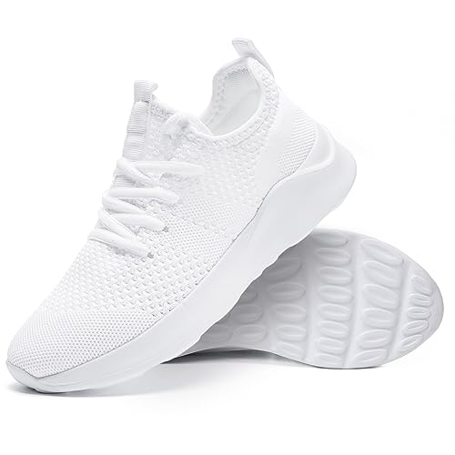 EGMPDA Women Road Running Shoes Breathable Lightweight Workout Athletic Walking Shoes Gym Tennis Training Fashion Sneakers White 8