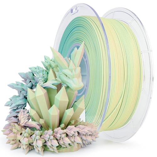 ZIRO Matt Dreifarbiges 3D Drucker Filament, Multicolor Co-Extrusion Matte PLA Filament 1.75mm 1kg, Matte Oberfläche, Kompatibel mit FDM 3D-Druckern, Buntes Nebel