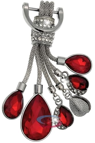 iAccessories Sparkling Rhinestones and Colored Stones Key Ring | Keychain Charm for Girls Bags, Wallets and Luggage - Red