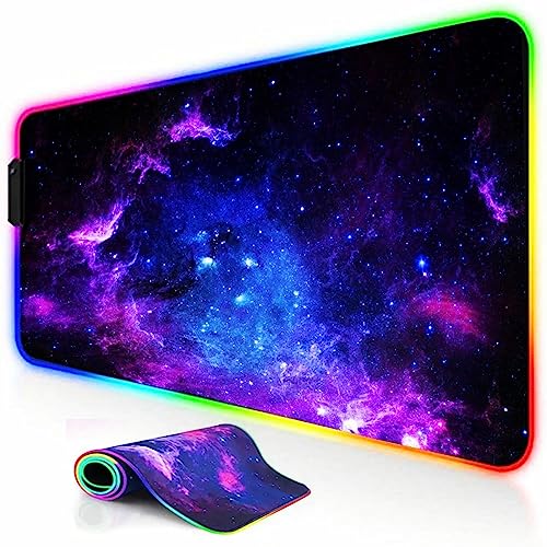 TEKXDD RGB Gaming Mouse Pad, XXL Extended 12 LED Modes Mouse Mat (800mm*300mm) Non-Slip Rubber Base, Desk Mat Mousepad for Computers, PC, Laptop and Office