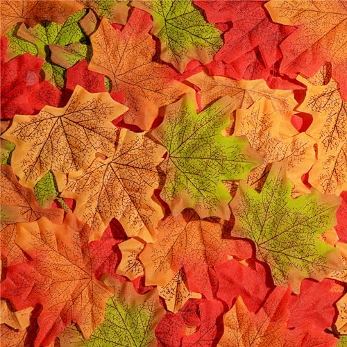 SITUMEIZI Fall Leaves Fake Fall Decoration for Home Autumn Fall Decor Maple Leaf 3.15inch for Halloween Thanksgiving Day Party Decorations Fall Crafts Props Holiday(200 PCS,Assorted Colors)