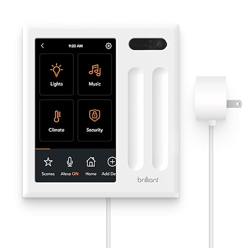 Brilliant Smart Home Control (Plug-in Panel) — Alexa Built-in & Compatible with Ring, Sonos, Hue, Google Nest, Wemo, SmartThings, Apple HomeKit — in-Wall Touchscreen Control for Lights, Music, & More
