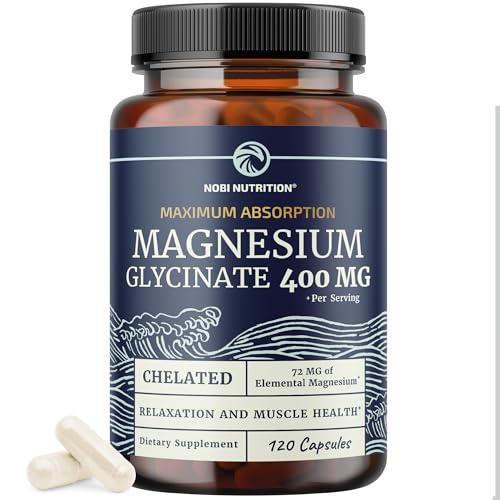 Magnesium Glycinate 400mg | High Absorption Formula for Sleep, Calm, Muscle Relaxation, Heart, Bone & Nerve Support for Women & Men | Chelated Magnesium Glycinate Supplement | 120 Ct (2 Month Supply)