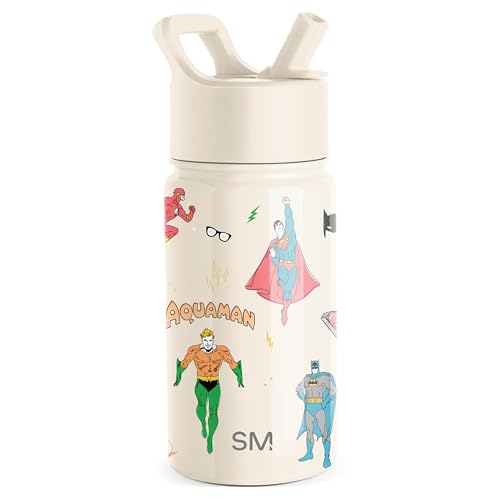 Simple Modern Kids Summit Water Bottle with Straw Lid | DC Comics Superhero 14oz Stainless Steel Cup Insulated Tumbler for Toddlers, Boys, School | Super Hero Boys