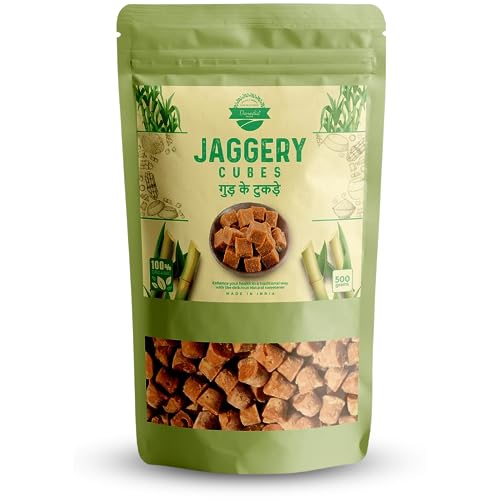 Danodia Foods Organic Brown Jaggery Cubes 1 lb (450g) | Pure & Natural Sugarcane Sweetener | No Additives or Anti-Caking Agents | Ideal for Tea, Milk, Desserts & Baking | Traditional Indian Jaggery Blocks