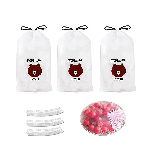 300 Stück Elastische Frischhaltebeutel,Wiederverwendbare Elastische Abdeckung Abdeckhauben,Versiegelungsbeutel,für Lebensmittel für Schüssel Teller Obstkonservierung (B)