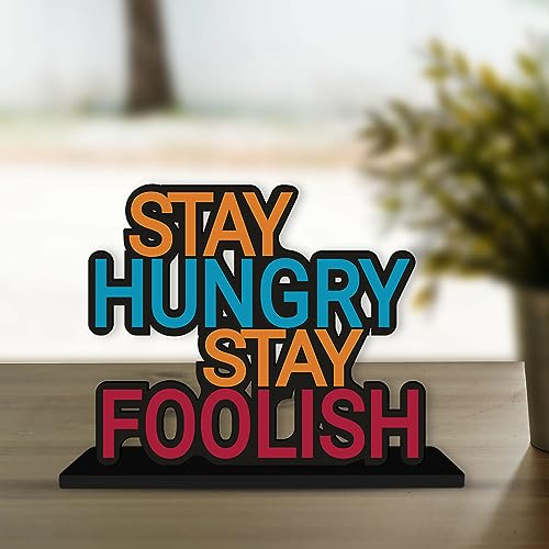 Art Vibes Wooden Idols and Figurine Stay Hungry Stay Foolish Inspirational Quotes Table Decor for Office Desk Alphabet Showpiece | Home Decoration | Living Room | Modern Gifting Item (Sp_1121N)