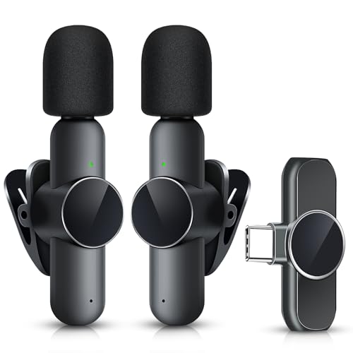 Wireless Microphone Type C for iPhone 15-16 Android Phone, RICCHI USB C Mini Microphone Plug-Play Wireless Lavalier Microphone, Lapel Mic for Video Recording, Podcast, YouTube, TikTok, Vlog