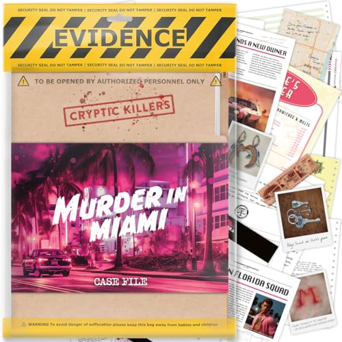 Unsolved murder mystery game - Cold Case Files Investigation - CRYPTIC KILLERS - Detective clues / evidence - Solve the crime - For individuals, date nights & party groups - "Murder in Miami"