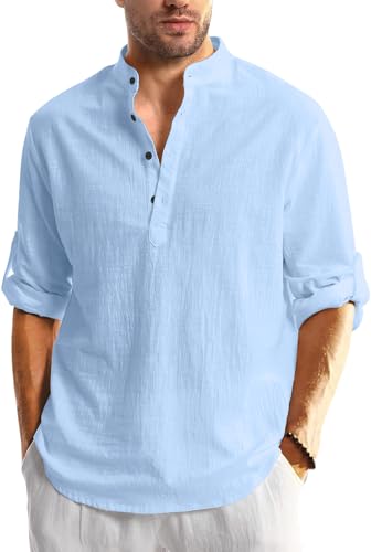 Bellstone Men's Solid Regular Fit Shirt (KURTA1600_Sky Blue_M