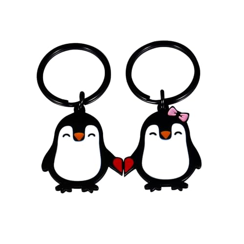 Matching Keychains for Couples Gifts for Boyfriend Girlfriend Penguin Gifts for Women Men 11th 25th Anniversary Steel Gifts for Husband Birthday Gifts from Wife Penguin Keychain Christmas Valentine