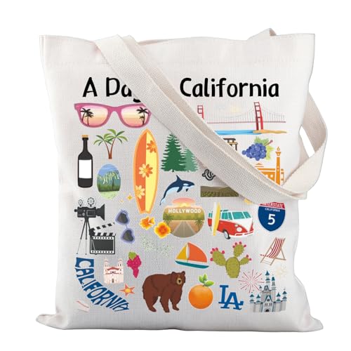 G2TUP California Tote Bag California Souvenirs A Day In California Grocery Tote California Travel Lover Gift (Day In California Tote)