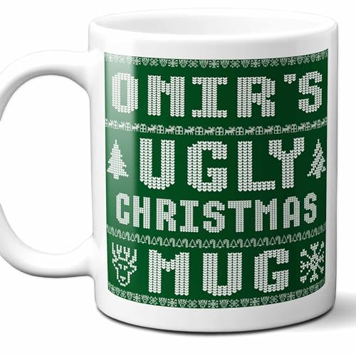 Onir Name Christmas Gift. Personalized Ugly Christmas Sweater Coffee Mug. Funny Custom Xmas Gift, Stocking Stuffer For Friends, Coworkers And Person Who Has Everything. 11 Ounces.