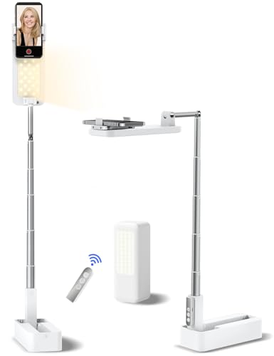 Woumlaiy Overhead Phone Stand for Recording,Overhead Phone Mount, Foldable/Extendable/Rechargeable Phone Stand with Light&Wireless Remote, for Photo/Vlog Kit/Tiktok/Unboxing Video,Cooking.v10