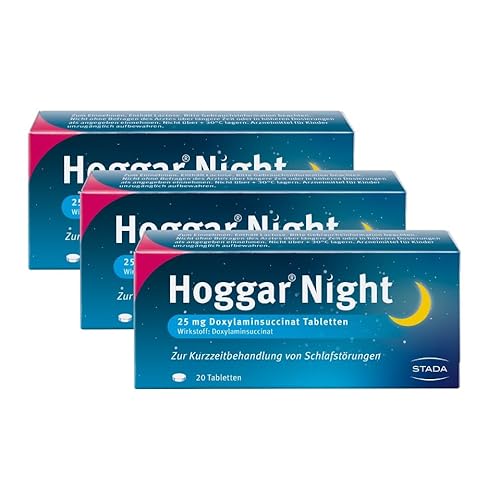 Hoggar Night – Schlaftabletten zur Hilfe beim Einschlafen und bei akuten Schlafstörungen – Gut verträglich, für erholsamen Schlaf – 3 x 20 Tabletten