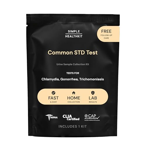 Simple HealthKit At-Home Common STD Test Kit for Chlamydia, Gonorrhea & Trichomoniasis - Tests for 3 Most Common STDs - STD Test Kit - Free Follow-Up Care & Fast Lab Results