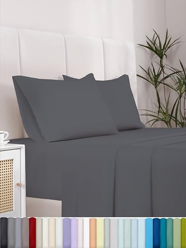 WAEPIC Queen Bed Sheet Set/Comfy/Breathable & Cooling/Extra Soft/Shrinkage&Fade Resistant/Easy care-16inch deep Pockets/Oeko-Tex/Hotel/Soft & Wrinkle Free (2-Dark Grey, Queen)