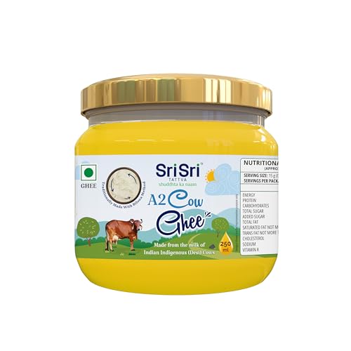 Sri Sri Tattva shuddhta ka naam - A2 Ghee 250 ml - Organic A2 Desi Ghee for Better Digestion and Immunity