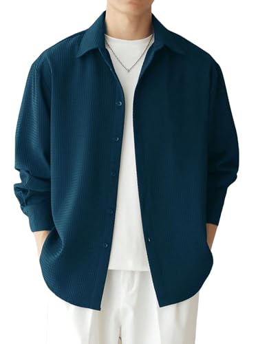 Leriya Fashion Men's Formal Button Down Shirt – Slim Fit Office Wear Shirt's for Men | Textured Long Sleeve Cotton Blend | Business & Meeting Ready (Available in Plus Size and Combo Pack of 2)