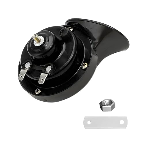 Augeny 300DB Super Loud Car Horn, 12V Waterproof Car Air Electric Snail Horn, Auto High Low Tone Horn Replacement, Universal Accessories for Car, Motorcycle, Truck, Bike, Boat (Black TZ-101)