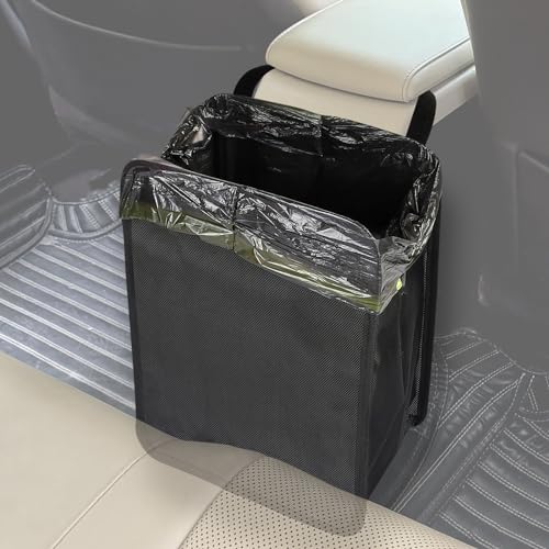 Ginsco 3 Gallons Open-Top Car Trash Can, Large Capacity Hanging Car Trash Bag with Water-Proof PEVA Liner, Stand Car Trash Bag Foldable Car Storage Bag for Car SUV Truck