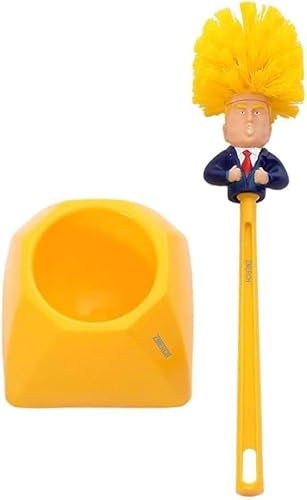 Toilet Brush Funny Toilet Supplies Bathroom Cleaning Tools WC Borstel Donald Trump Toilet Brush Base Home Hotel Bathroom Cleaning Accessories-Yellow