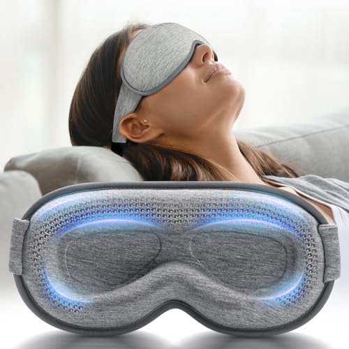 Weighted Eye Mask for Sleeping - Blackout Sleep Mask for Women Men, FACEMOON Lash Extension Eye Covers, Memory Foam, 3D Contoured, Airplane Travel Essentials, Blindfold for Meditation(Gray)