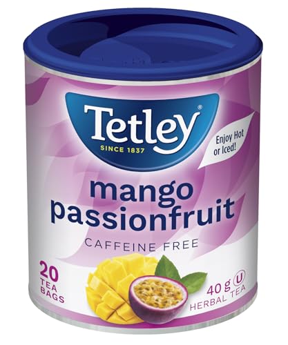 Tetley Tea Mango Passionfruit Tea, Herbal Tea - 20 Tea Bags, 40 Grams, Naturally Caffeine Free, Decaf Tea