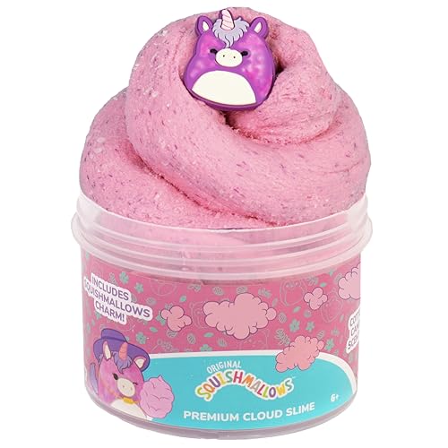 Original Squishmallows Lola The Unicorn Premium Scented Slime, Cotton Candy Scented, 2 Fun Add Ins, Pre-Made Slime for Kids, Great 6 Year Old Toys, Super Soft Squishy Toy, 8 oz.