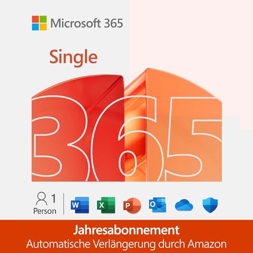 Microsoft 365 Single | 1 Jahr | 1 Person | Office Apps mit KI | 1 TB Cloudspeicher | Amazon Abonnement mit automatischer Verlängerung