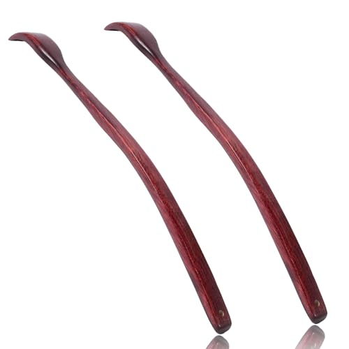 ITCHY-BAN Oversized Wooden Back Scratcher: 18'' Extended Curved Handle for Better Reach, Handcrafted to Perfection, Instant Itch Relief, Gentle on Skin Leave No Scratch Marks (2 Pack Brown)