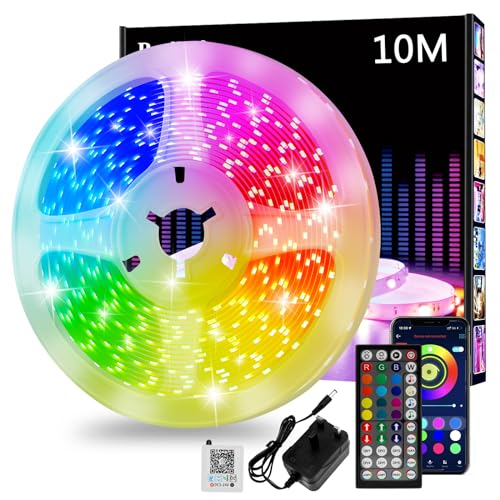 Led Strip Light, 10m Led Lights, Cuttable Led Light Strips with Smart App Control Remote, Music Sync Colour Changing RGB Led Strip Lights for Bedroom, Room Decoration