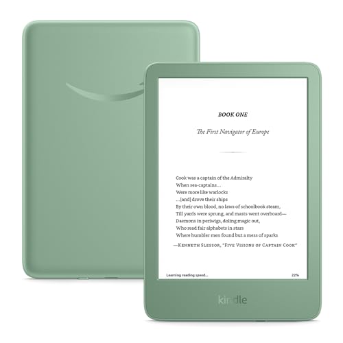 Amazon Kindle (16 GB) - Lightest and most compact Kindle, now with faster page turns, and higher contrast ratio, for an enhanced reading experience - Matcha