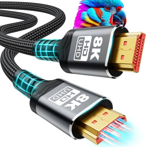 10K 8K HDMI Cable 2.1, Available 1.5FT, 3.3FT, 5FT, 6.6FT, 10FT, 13FT, 16FT, 20FT, 25FT Lengths for Selection,Ultra High Speed HDMI Cables Braided Cord 48Gbps, 8K@60Hz /4K@120Hz, HDCP 2.2&2.3